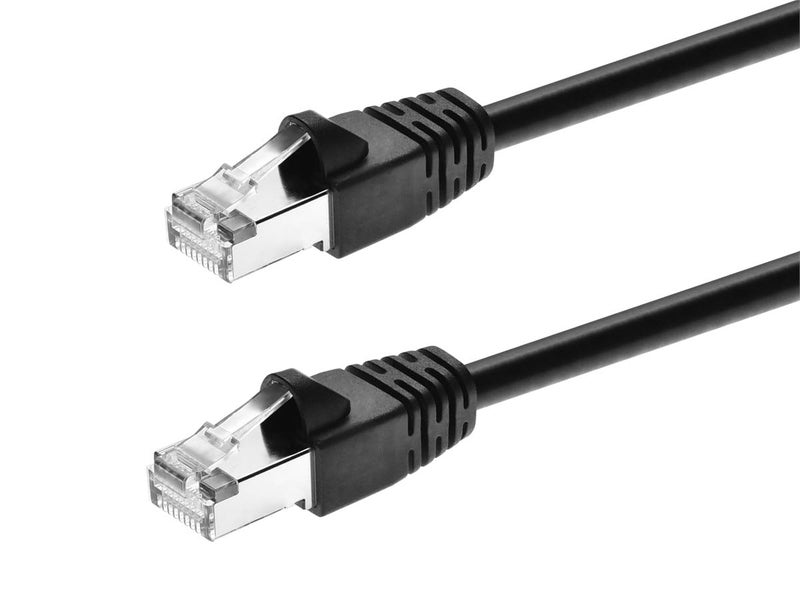Monoprice - 124360 Cat6A Ethernet Patch Cable - Network Internet Cord - RJ45, 550Mhz, STP, Pure Bare Copper Wire, 10G, 26AWG, 10ft, Black - Image 1